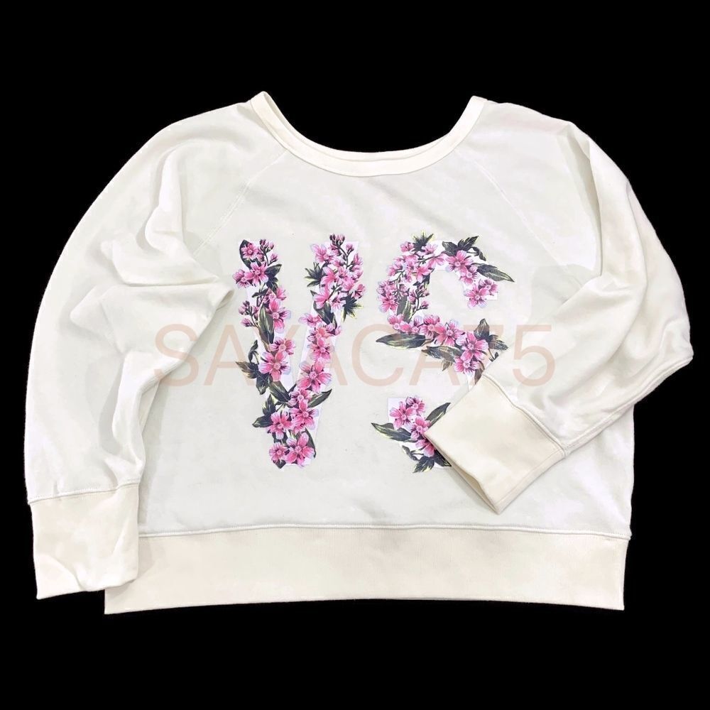 VS Floral Logo Cropped Sweatshirt Pullover Large